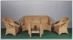 4 Piece Rattan Lounge with Safety Glass